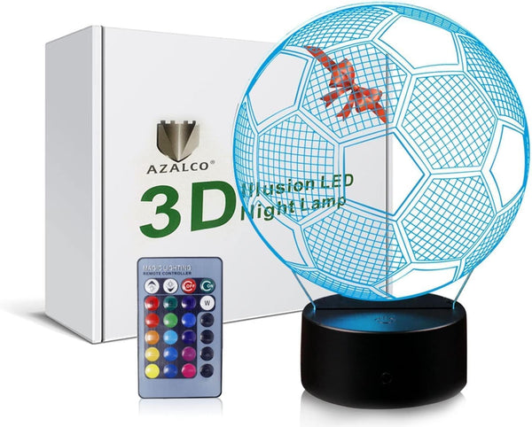 Soccer Night Light,3D Illusion Football Lamp with Remote Control&Smart Touch 16 Colors