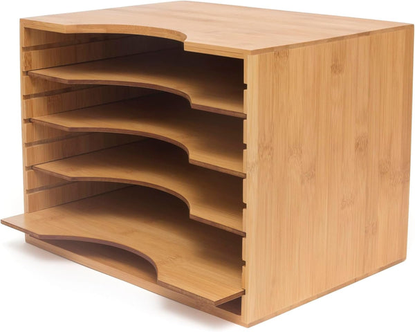 Lipper International Bamboo Wood File Organizer with 4 Dividers, 12 3/4" x 9 1/4" x 9 1/2"