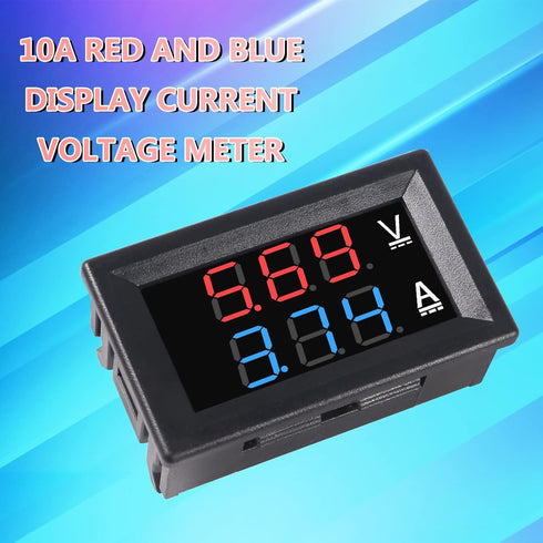 6pcs Digital Voltmeter Ammeter DC 100V 10A, Voltage Current Volt Amp Meter Tester, Dual LED Display Panel with Connect
