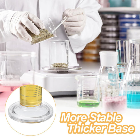 PATIKIL 4Pcs 10ml Graduated Cylinder, 3.3 Borosilicate Glass Measuring Cylinder Round Base for Lab Experiment