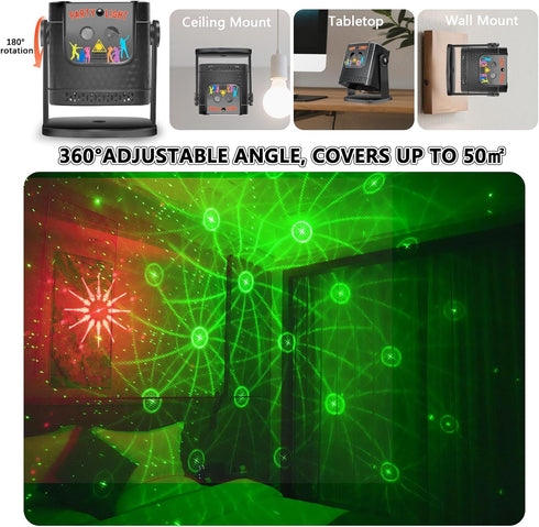 Mini Disco Party Lights - Sound Activated RGB DJ Strobe Light, Portable LED Projector for Home Room Karaoke Birthday