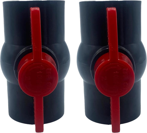 Poolzilla 2" PVC Ball Valve (2 Pack) - Leak-Proof Shut-Off Valve with Easy-Turn Handle for Schedule 40 PVC