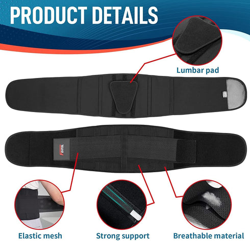 FEATOL Back Brace Support Belt-Lumbar Support Back Brace for Back Pain, Sciatica, Scoliosis, Herniated Disc Adjustable