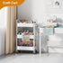 Rcemlip 3 Tier Rolling Cart Metal with DIY Pegboard, White Utility Cart with Lockable Wheels, Three Tiered Craft Cart