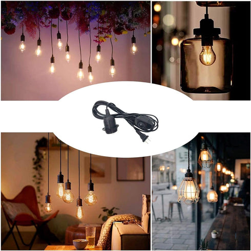 AVCITY Dimmer 15 Set Bulb E26 E27 Pendant Light Kit with Switch Feet Hanging Lamp Cord Plug in Edison Light Socket Rope