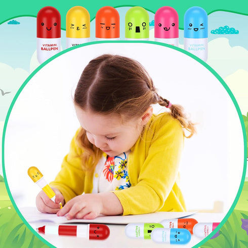 Lincia Pen Pills Bulk - 200 Pcs Cute Cartoon Emotion Ballpoint Pens for Nurse Week School Doctor, 6 Colors
