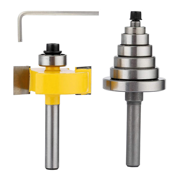 1/4-Inch Shank Rabbet Router Bit with 6 Bearings Set - 1/8", 1/4",
