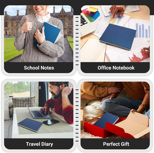 EUSOAR 3pcs A5 Spiral Notebook - College Ruled 5 Subject Writing Pad, 100GSM 120Sheets/240Pages, Royal Blue