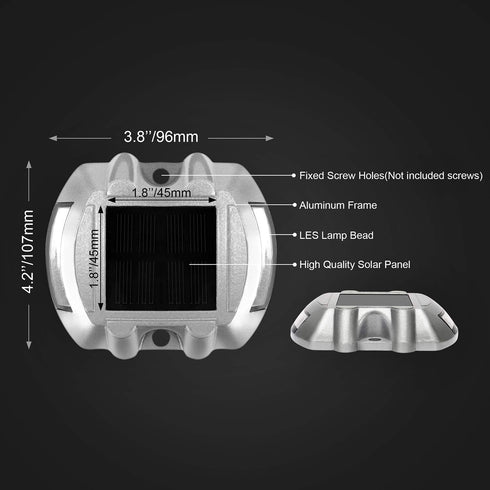 JIGUOOR Solar Deck Lights, LED Driveway Lights, Solar Powered Dock Light, Outdoor IP68 Waterproof