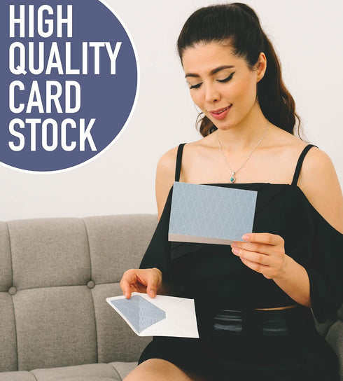 Set 20 Pack 4x6 VNS Creations Bundle - Thank You Cards With Envelopes Bulk & Stickers - - Light Blue and Navy Blank