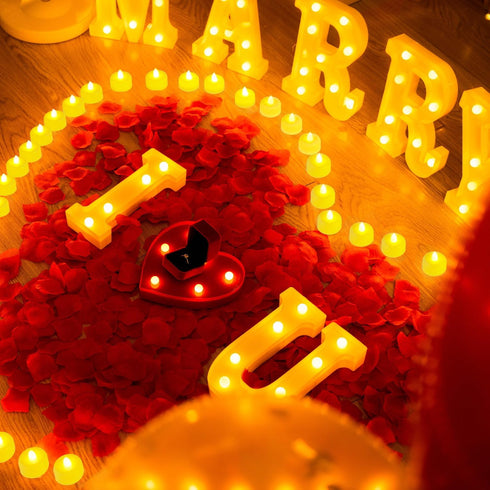 24Pcs 1000Pcs 30Pcs Homemory I Love U Light Up Letters Proposal Decorations, I Love U Sign with Flameless Candles Red