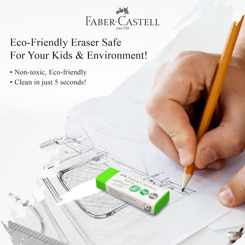 Faber-Castell PVC-Free Eraser (Box of 20) - Dust Free, Premium Quality, Safe for Kids