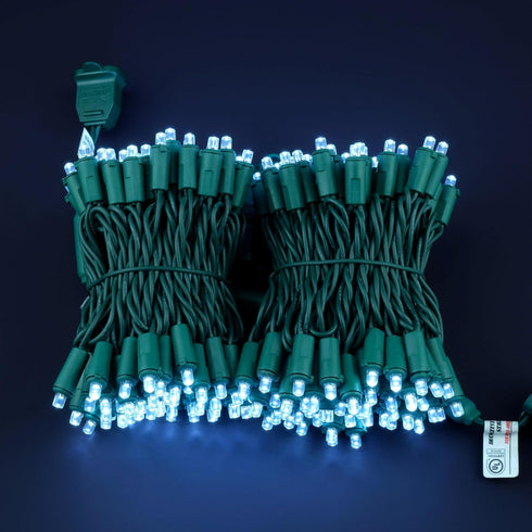 SWEET SHINE Pack 2 Sets 25 100 5mm Commercial Cool White Wide Angle Christmas Lights, of Ft LED Green Wire UL Certified