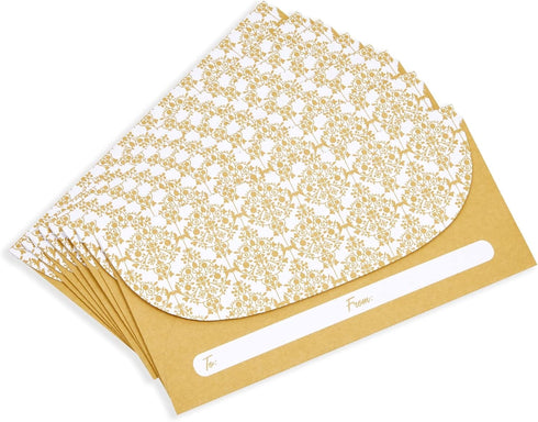 Juvale 100 Pack Gold Money Envelopes for Cash Gifts, Decorative Design for Birthdays, Graduations, Weddings (7x3 In)