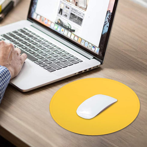 Dapesuom Round Mouse Pad, 8.7 x 8.7 Inch Premium-Textured Washable Non-Slip Rubber Base Cute Small Mouse Mat (Yellow)