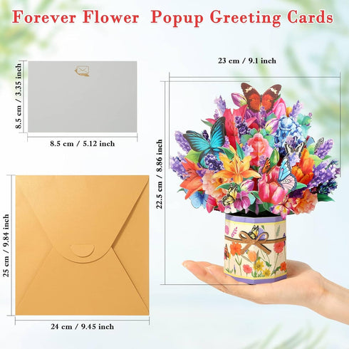 Tidponra 3D Paper Flower Pop Up Cards, Lilies Flower Bouquet Card Popup Greeting Cards for Mother's Day, Graduation