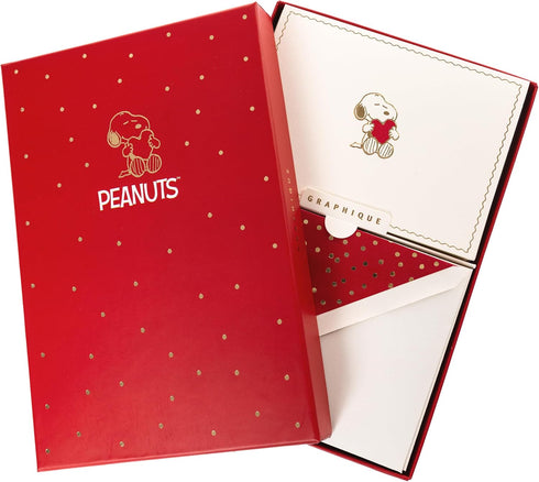 Set, 10 11 5.25" 3.8" Graphique Peanuts Designer Cards Luxe Collection, Gold Foil Embossed Stationery Boxed Blank Cards