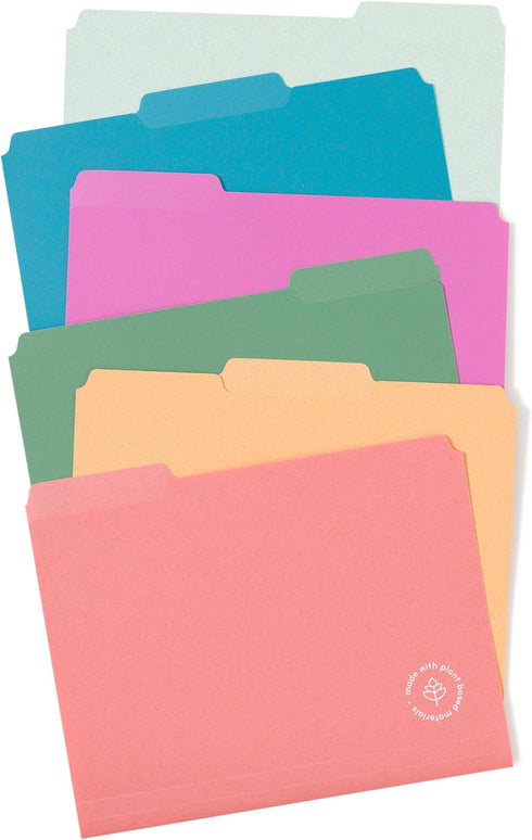 U Brands U-Eco Poly File Folders, Set of 24, Assorted Brights, 1/3-Cut Tabs, 100% Recycled Labels