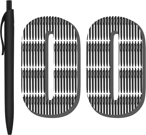 deegtran 100 Pack Pens Bulk, No Bleed Black Barrel Click Pens, Wholesale Retractable Ballpoint Pens, Medium Point,