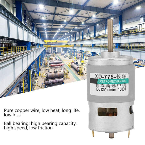 775 DC Motor, 12v High Power Extension Shaft DC Motor (12V 10000RPM)