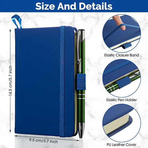 Laumoi 20 Pack Pocket Notebook Journals, 3.7" x 5.7" Hardcover Mini Notebooks with Pen Holder, A6 Lined, 100Gsm Paper