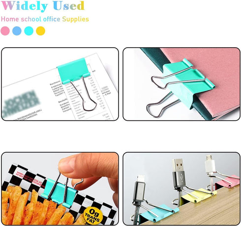 Mini Binder Clips, 120 Pack, 5/8 Inch, Standard 15mm, Color, Office Supplies with Mini Storage Boxes