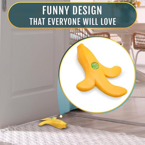 Cute Banana Door Stopper, Decorative Non-Slip Door Stoppers for Home, Office, or Hotel, 7.48" x 5.9" x 1.26"