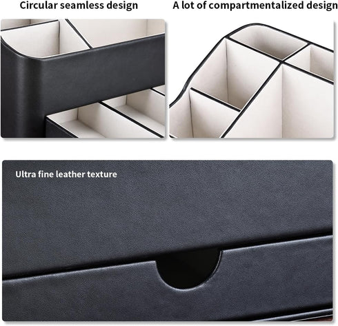 KINGFOM Desk Organizer with Drawer, Multifunction Pencil Holder for Desk, 5 Compartments Desk Organizer and Accessories