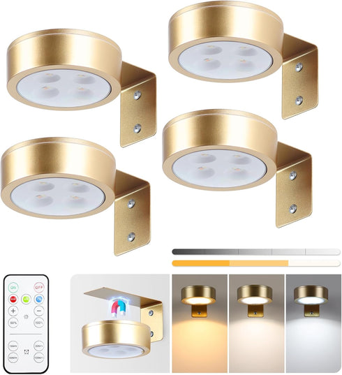 KELUOLY 4-Pack Dimmable Picture Light Battery Operated Painting Lights for Wall, Magnetic LED Display Art Light