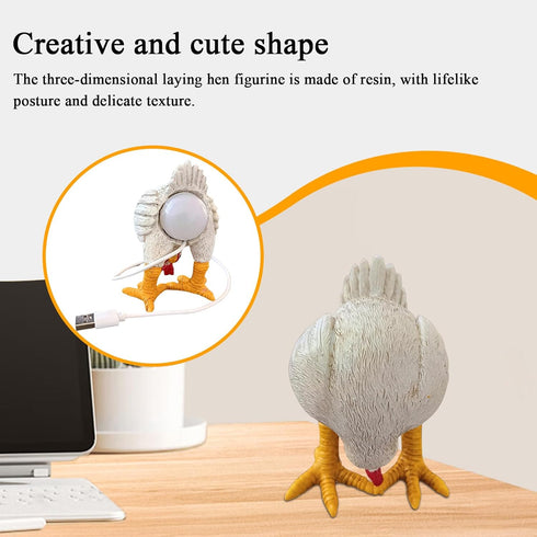 Generic Chicken Egg Lamp, Rooster Shaped Accent Light, Chicken Night Light with Egg in Butt, Adjustable Funny Resin