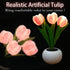 YHan Flower Table Lamp, LED Tulip Night Light with Artificial Flower and Vase, Romantic Desk Lamp for Home, Living