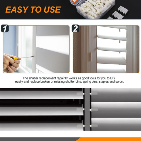 130Pcs Professional Plantation Shutter Repair Kit, 50Pcs Spring Loaded Shutter Pins and 80Pcs Tilt Rod Louvers