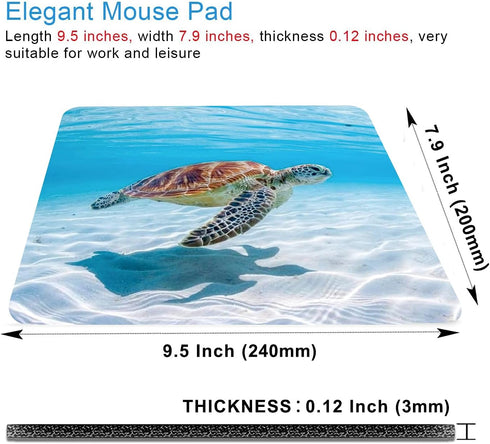 Sea Turtle Mouse Pad Non-Slip Rubber Base Gaming MousePads for Computers Laptop Office,Cute Mouse Pads with Designs for Women,9.5"x7.9"x0.12" Inch(240mm x 200mm x 3mm) by CANFLASHION