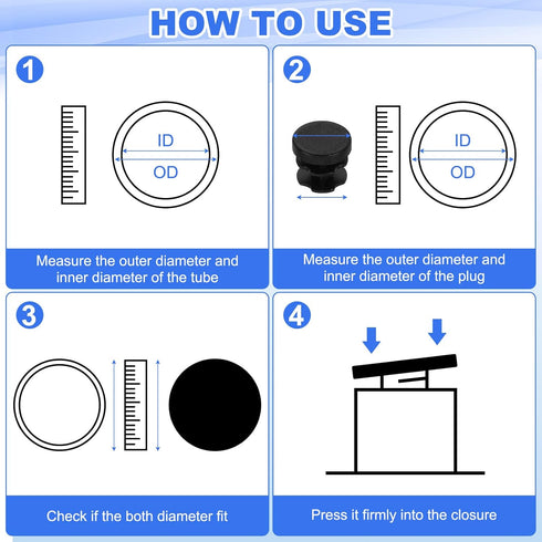 30Pcs 3/8"(9.5mm) uxcell Plastic Hole Plug, Round Tubing Inserts, Furniture End Cap Protection Glide for Chair Sofa