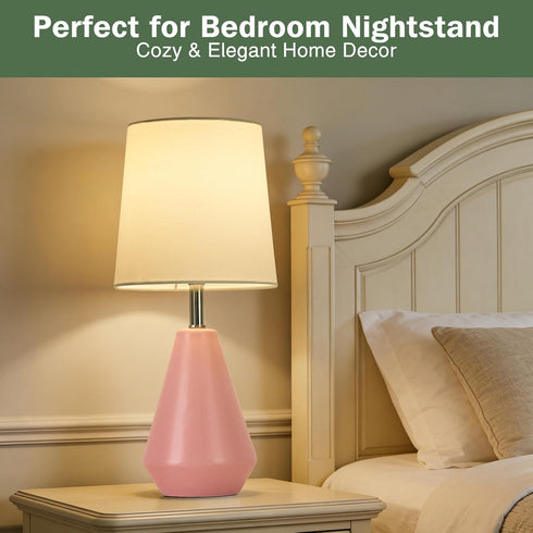 3 Temperatures15.5" Small Bedside Table Lamp for Bedroom - Reading Desk Lamp with Color Nightstand Ceramic Lamp