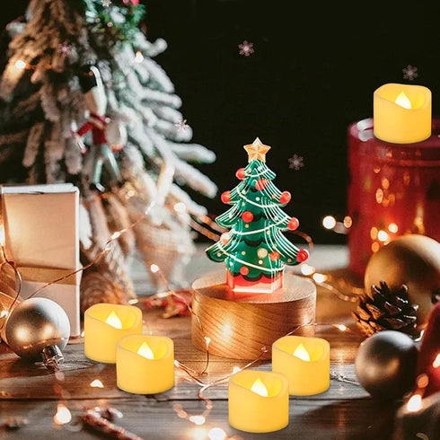 24 Pack 1.5" 1.2" x Battery Operated LED Tea Light Candles, Small Outdoor Flameless Flickering Votive Candles, Electric