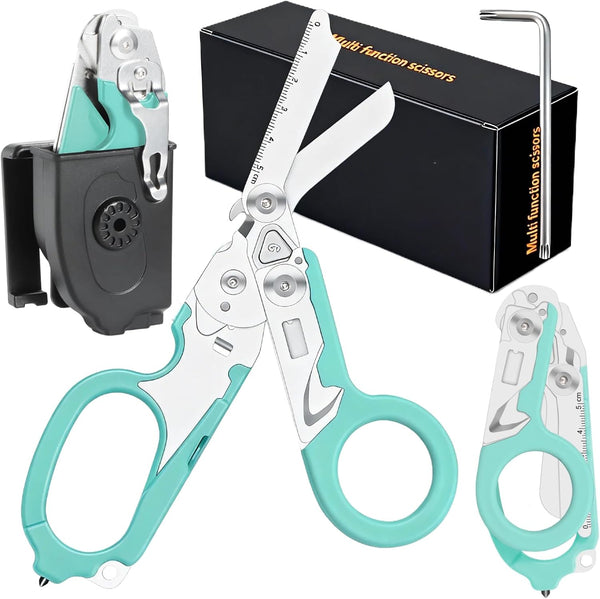 SUVIVISUN Foldable 6-in-1 Multi-Tool, Stainless Steel Trauma Shears with Holster for EMT, Outdoor