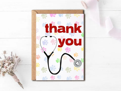 EdgarGifts 5 7 inches Funny Thank You Card - Veterinary Card - Thanks Vet Card - Veterinarian Appreciation Card - Thank