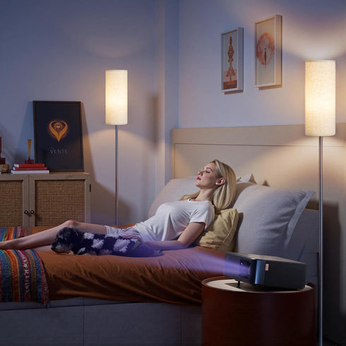 64.4 Dimmable 10W 900LM Bulb 3000K-6500K, E06LD05W1 Floor Lamp for Living Room with Remote and Foot Switch, Modern