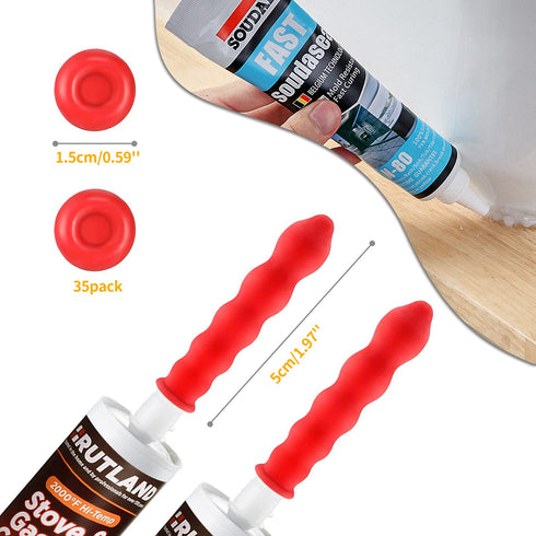 Park Sung Caulk Cap for Seal Caulking Tubes, Caulk Saver Sealer Caps for Caulk,Silicone, Roofing Cement-Red (Pack of 20)