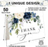 50 Pack 4 6 Inch JarThenaAMCS Floral Thank You Cards Bulk Blue Flower Greeting Cards with Envelopes Stickers Boxed