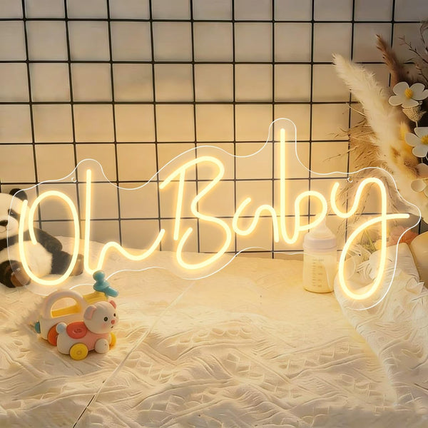 Oh Baby LED Neon Sign for Baby Shower Backrop Decor, 19.6x8.6 Inch