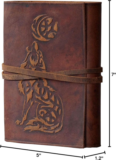 7x5 200 Clever wolf leather journal for men grimoire journal with lock leather journals for women, bound dairy