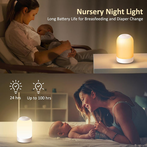 G Keni LED Touch Bedside Table Lamp, Dimmable Nursery Night Light for Kids, USB Rechargeable Small Lamp,