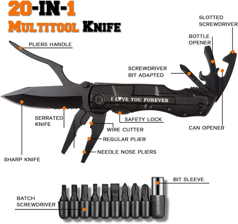 Gifts for Men Husband Boyfriend, Multitool Pocket Knife Gifts for Him, Stocking Stuffers for Men, I Love You Gifts for Christmas Valentines Day Anniversary, Cool Gadgets for Camping Fishing Cycling by Tanstor