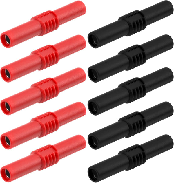 10Pcs Insulated 4mm Banana Plug Coupler, Female to Female Socket Jack for Multimeter Electrical Testing