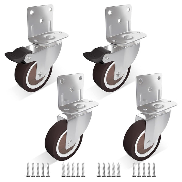 2 Inch Side Mount Casters 4-Pack with 2 Swivel & 2 Brake,