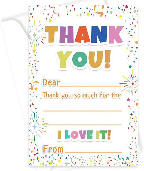 Vusnud 72Pcs Thank You Cards, Fill in The Blank Thank You Notes with