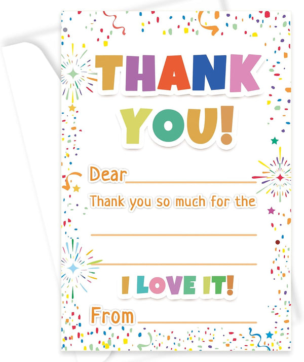 Vusnud 72Pcs Thank You Cards, Fill in The Blank Thank You Notes with