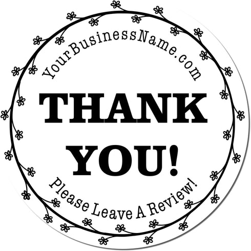 Packaging 1-5/8" Custom Thank You Stamp with Elegant Blossom Ring Design | Pre-Inked Business Rubber Stamper for Small